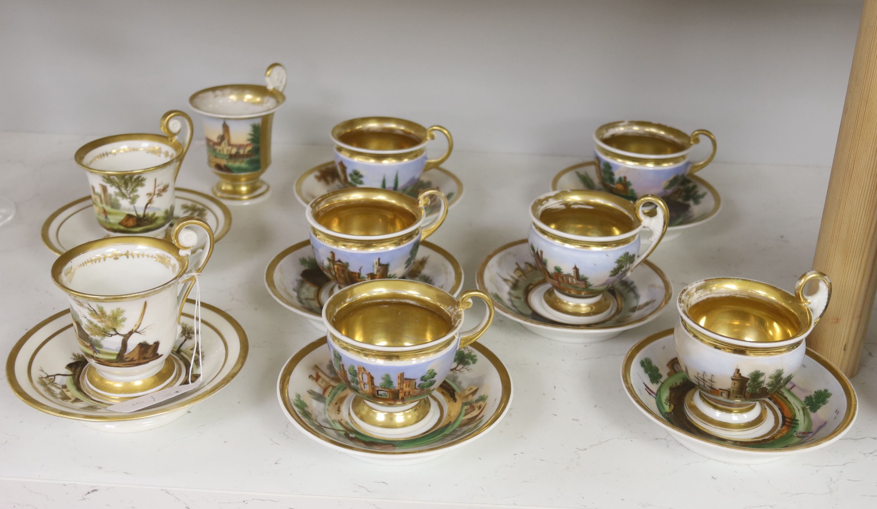 An early 19th centrury Paris area part tea set and other Paris area porcelain